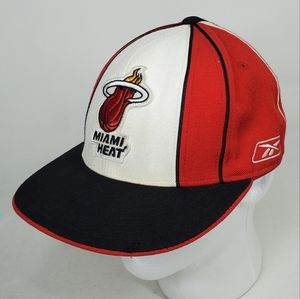 Rare Vintage Miami Heat Wool 3 Tone Hat 10 Panel Fitted Baseball Cap Reebok Flat